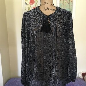 Dalia Sheer Black Burnout Blouse (L)